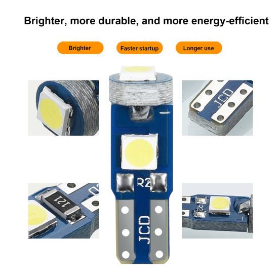 10Pcs T5 Car Dashboard Light Lamp Holder Super Bright 3030-3SMD Chip Twist Lock Socket Auto Instrument Panel Light Bulbs Gauge LED Indicator Kit