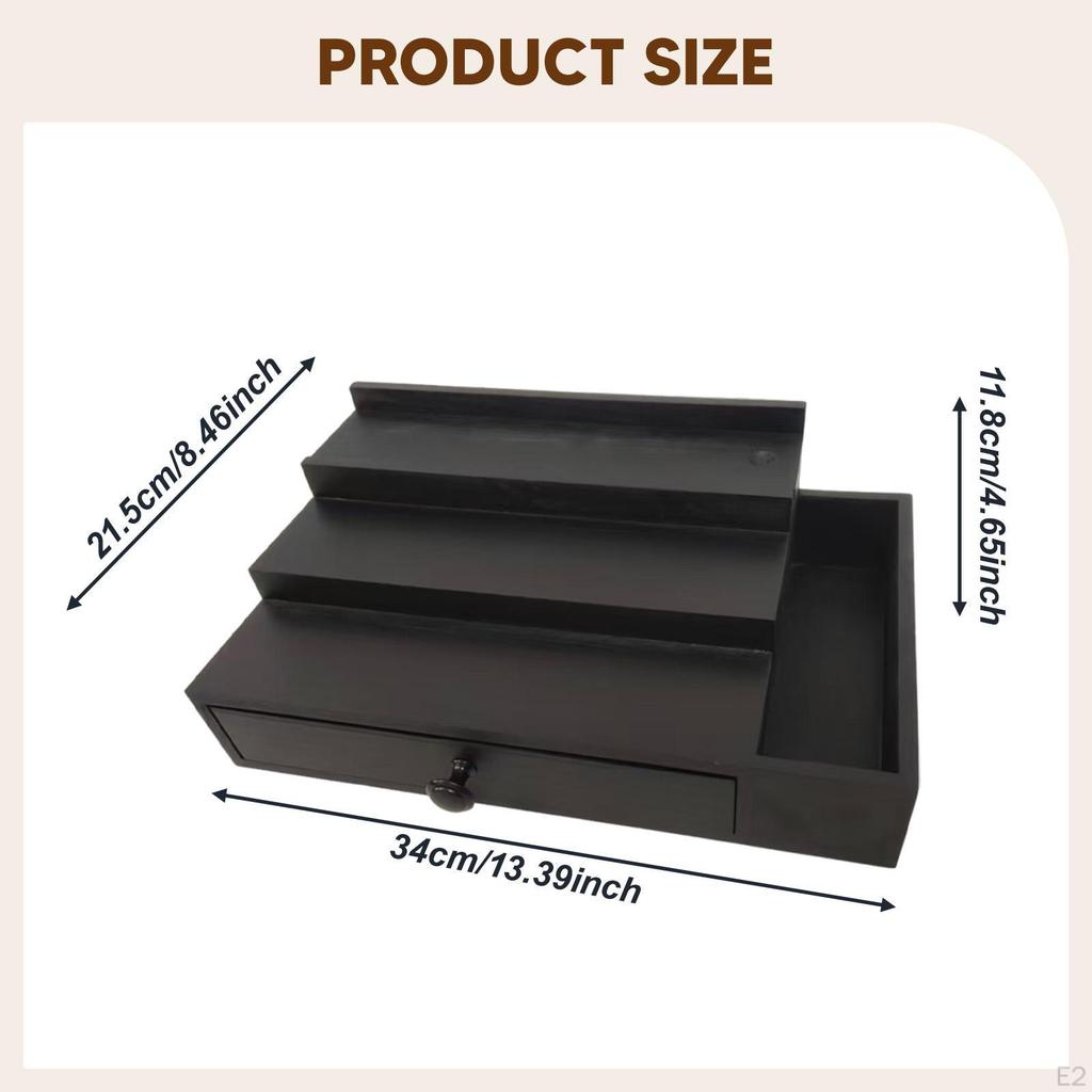 Men Countertop Organizer Wooden Storage Rack with Drawer Decorative Perfume Display for Makeup