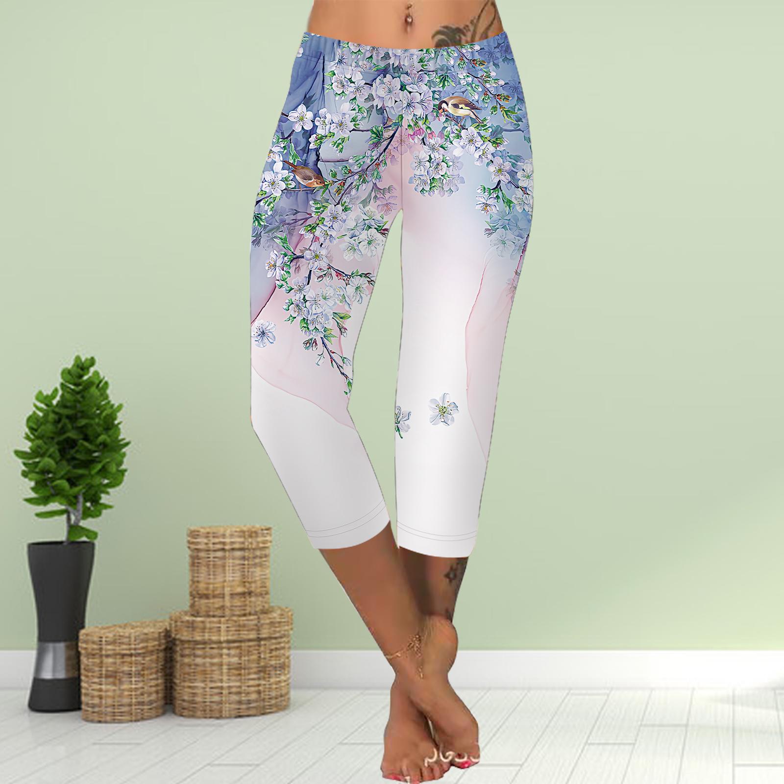 

Брюки летние короткие леггинсы укороченные узкие брюки леггинсы больших размеров женские облегающие брюки с принтом 3D птиц и бабочек 8XL светло-синий