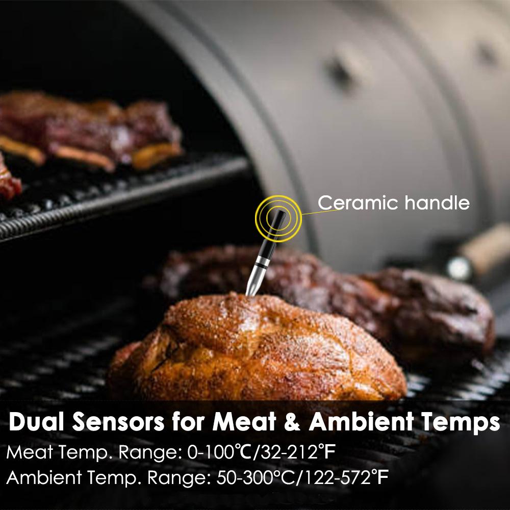 Wireless Meat Thermometer Waterproof Probe Bluetooth Digital Kitchen Thermometer with Temperature Display Screen & APP