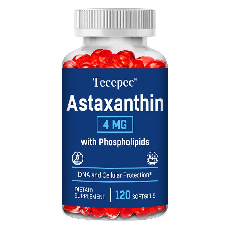 Astaxanthin 4mg Supplement - Antioxidant Formula with Phospholipids for DNA & Cellular Protection 120PCS