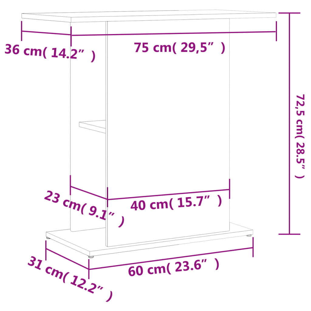 Aquarium Stand Sonoma Oak Finish 75 x 36 x 72.5 cm Particleboard
