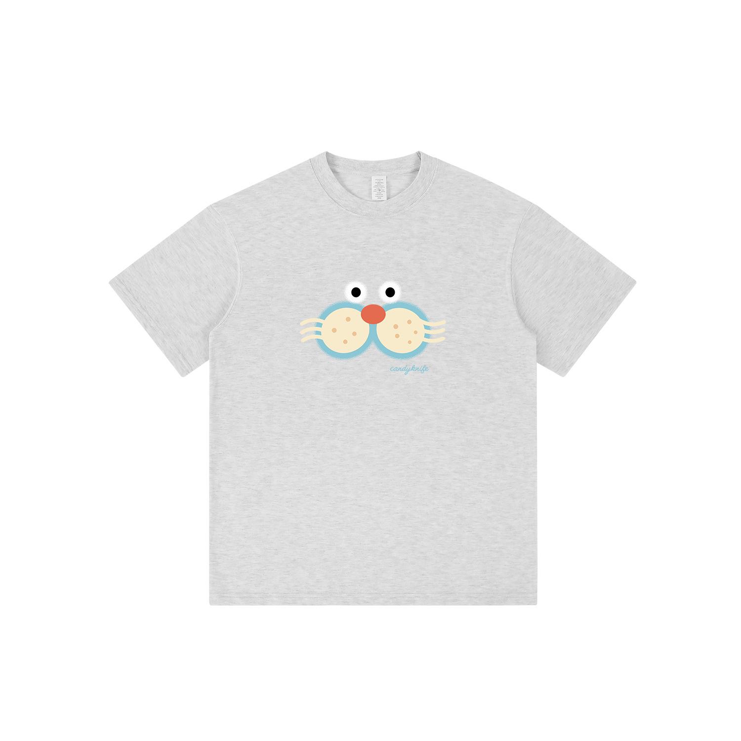 

Cute Kitten Print Casual Summer Top with Round Neck and Short Sleeves L