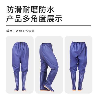 Rain Boots Blue Waterproof Waist-length Pvc Fishing Qualcomm Waterproof Shoes Non-slip and Wear-resistant