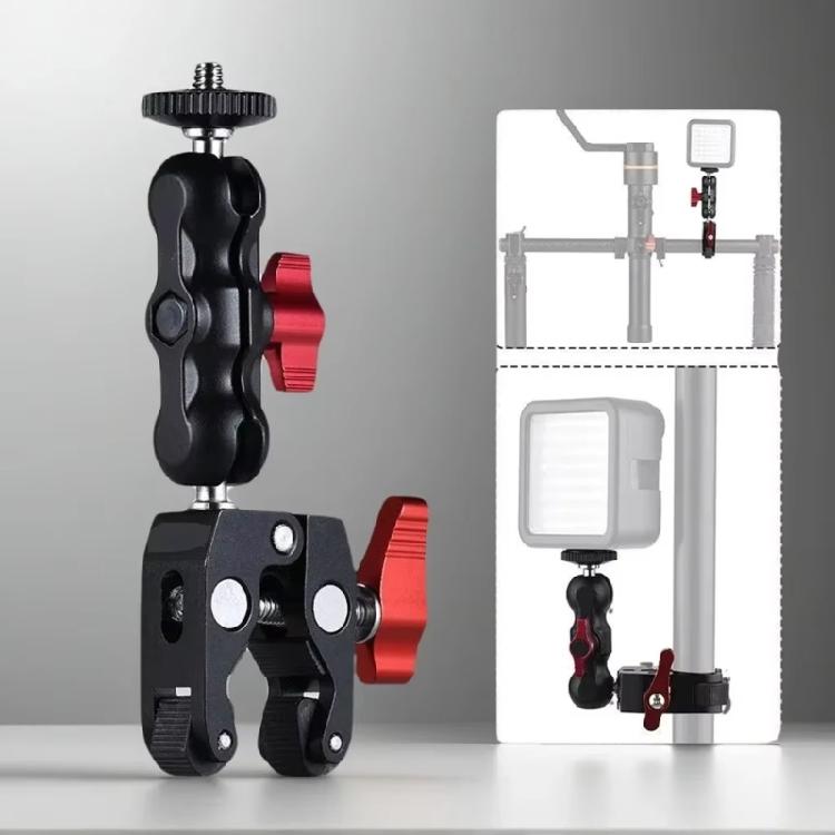 High Strength Aluminum Camera Clamp Mount 2kg Load Capacity Flexible Positioning 1/4 Connection For Sports Cameras