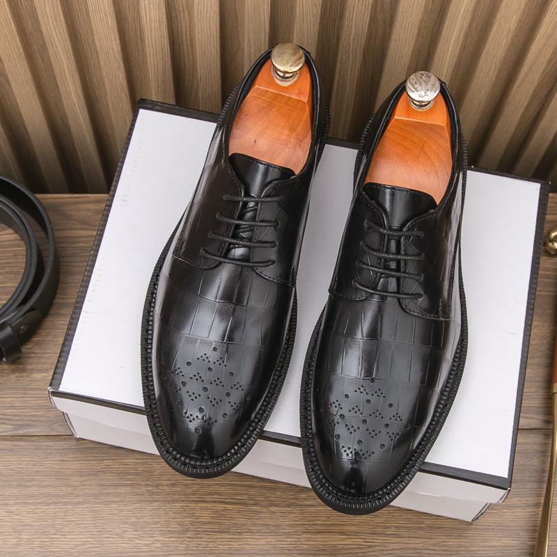 Pánské boty na šněrování, elegantní, na jaro a podzim, nové, pánské, kožené, volnočasové boty