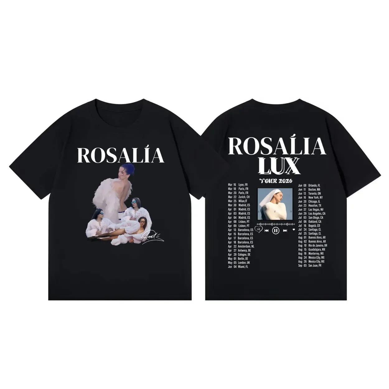 Summer Unisex Fashion Short Sleeve TShirt Singer Rosalia LUX 2026 Concert Tour Peripheral TShirt Casual Street Style Tshirt S