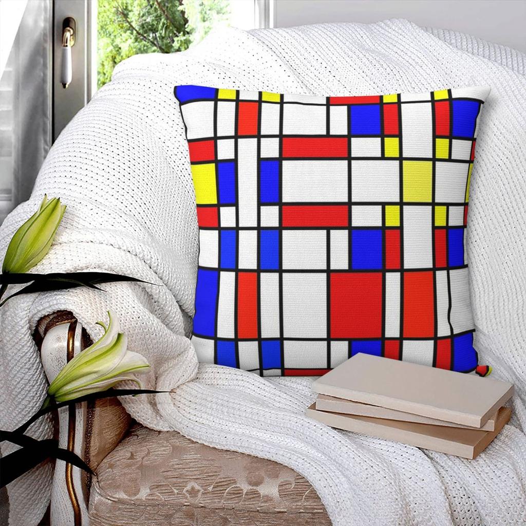 Piet Mondrian De Stijl Square Pillowcase Pillow Cover Polyester Cushion Decor Comfort Throw Pillow for Home Living Room