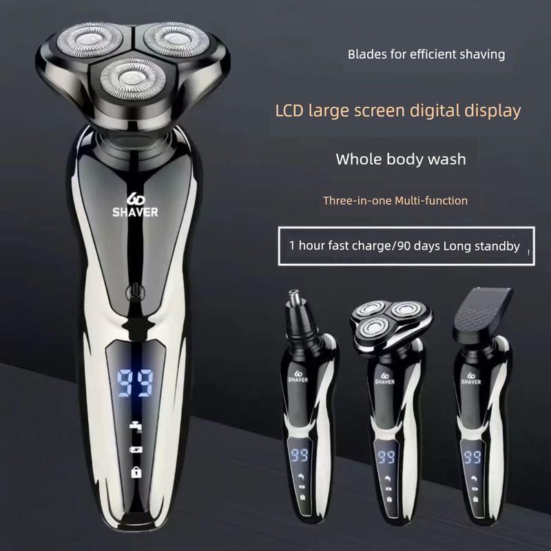 German 2025 New Arrival Electric Shaver Rechargeable 6d Multifunctional Fully Washable Men Three Cutter Head Shaver