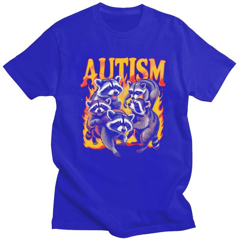 Male Autism Raccoon Meme T Shirt 100 Cotton Funny Humor Colthing Leisure Novelty Design Graphic Tees Shirt