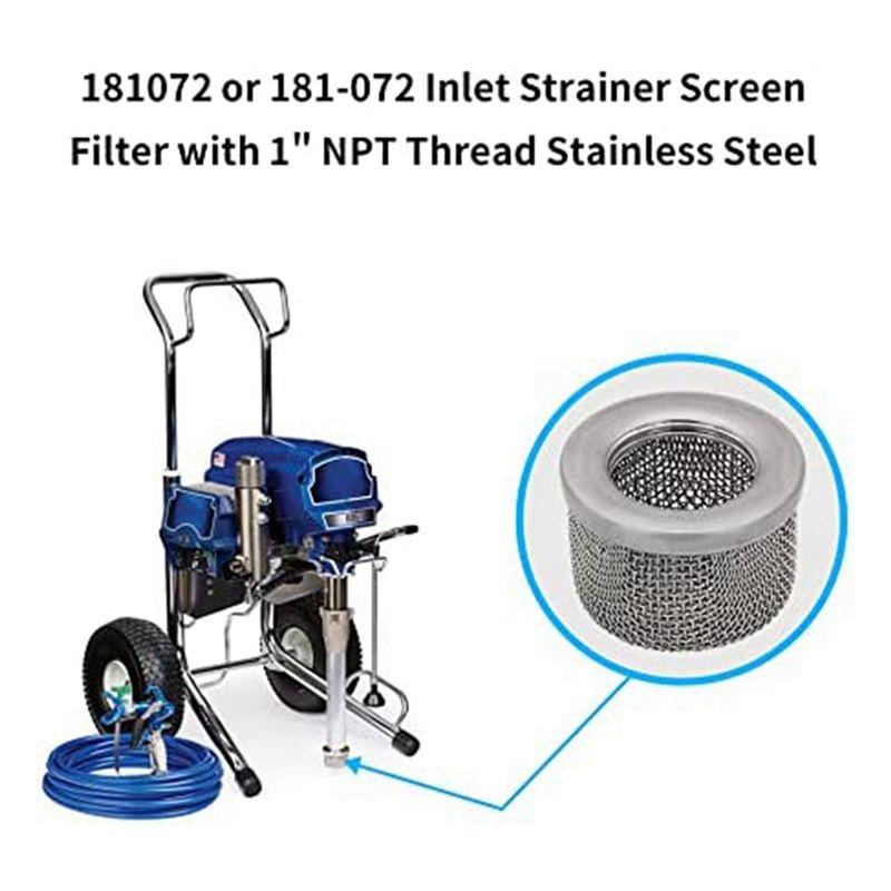 ABUL-4X 181072 Or 181-072 Inlet Strainer Screen Filter With 1In NPT Thread For 795 1095 Airless Paint Sprayer Suction Hose