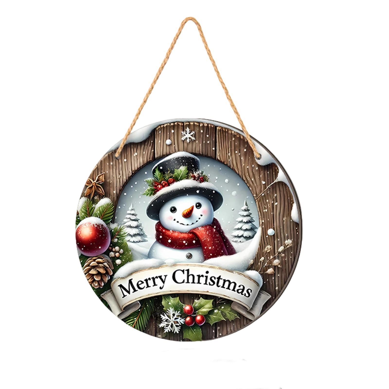 

Christmas Snowman Family Of Four Photo 2D Flat Wooden Holiday Party Sign One Size