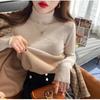 Turtleneck Sweater Women's Fleece Thickened Autumn and Winter New Integrated Mink Fleece Inner Top Bottoming Shirt Women's Winter Thick