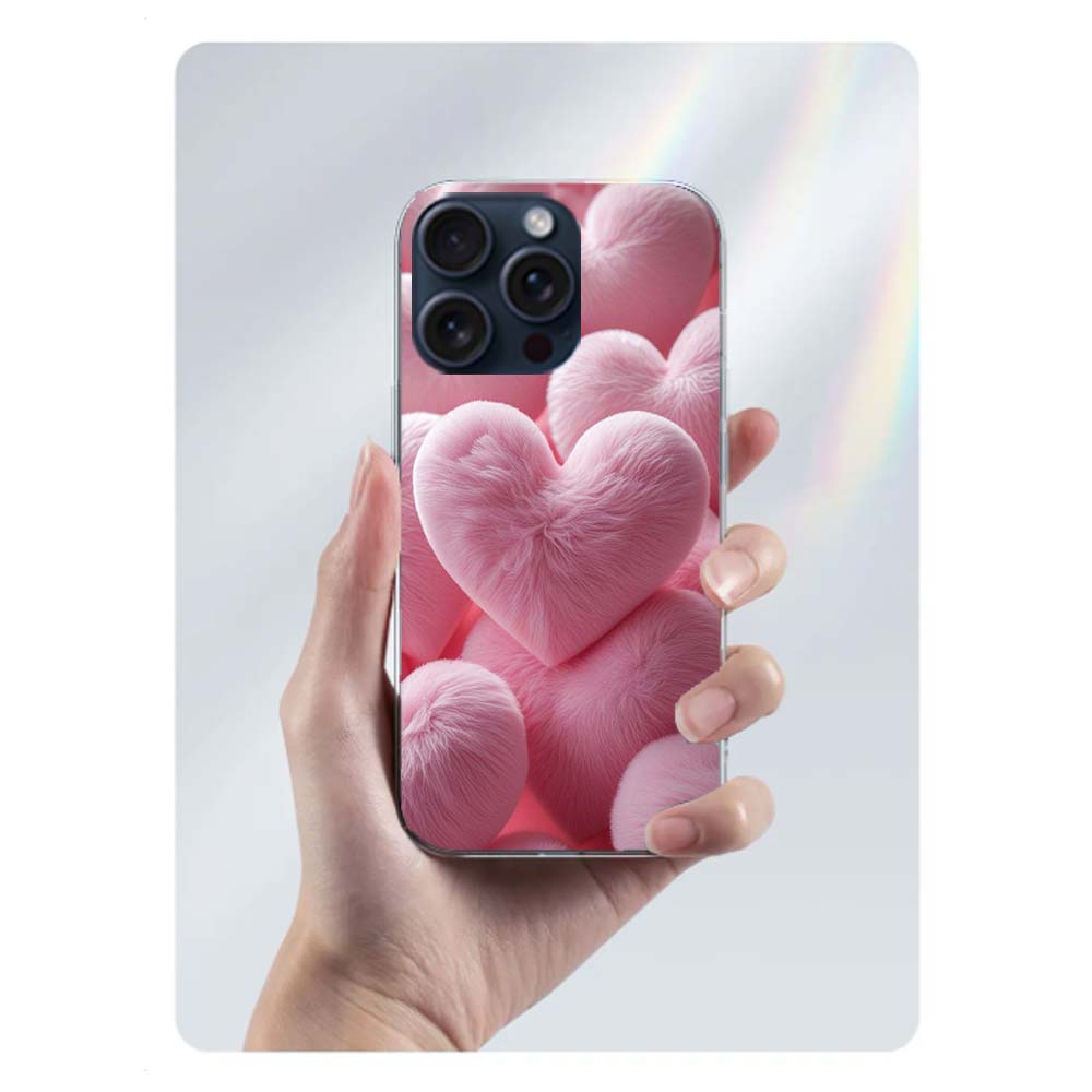 Furry Heart Clear Phone Case For Iphone 17 Air 16 Pro Max 15 Pro 14 Plus 17E 16E 11 13 12 Mini Cover Cases Fundas Cell TPU Capa