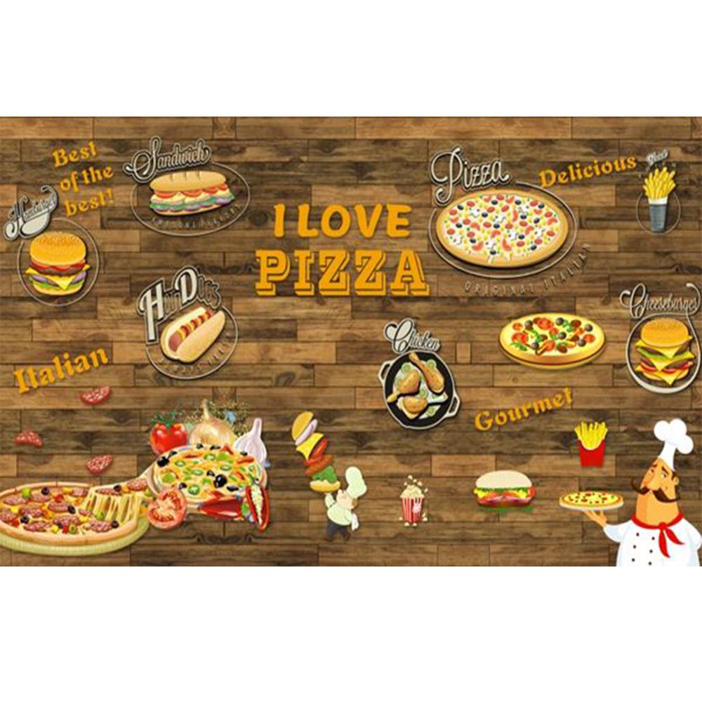 3d Fast Food Pizza Wall Paper Fast Food Restaurant Wall Mural Pizza Shop Snack Shop Wallpaper
