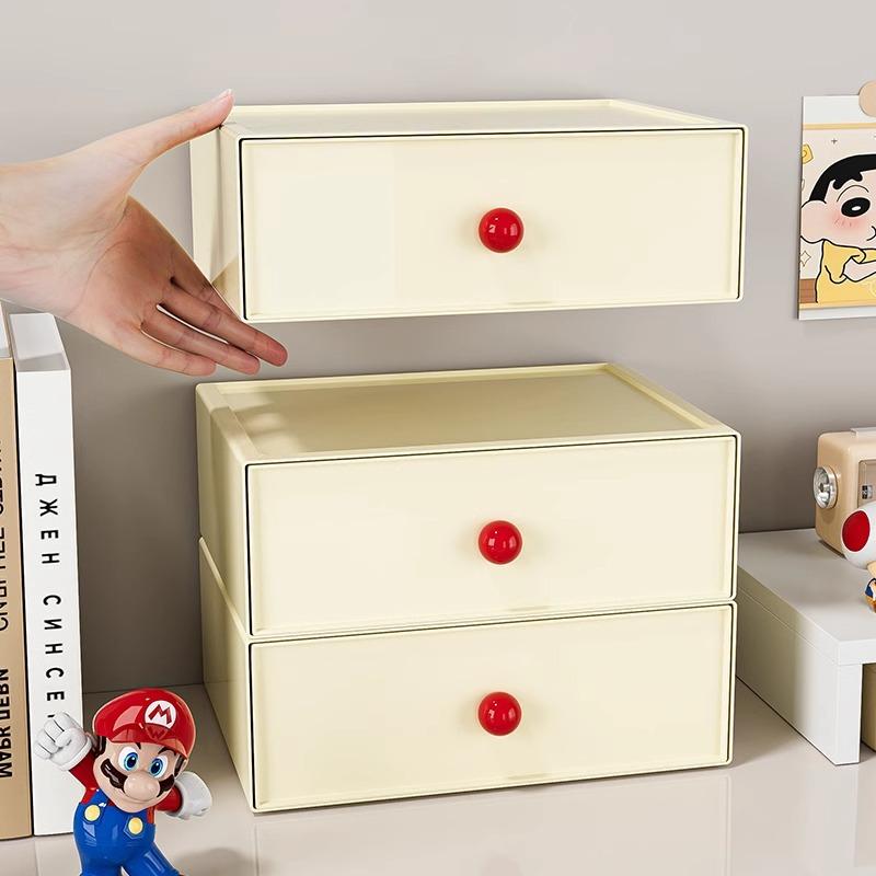Dopamine Desktop Organizer Box Office Stationery Storage Drawer Student Grid Stackable Plastic Cubbyhole Utility Box