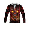 Men's Fashion Skull 3D Print Zipper Pocket Hoodie Clothing Spring Autumn Casual Sports Oversize Long Sleeve Sweatshirt Tops