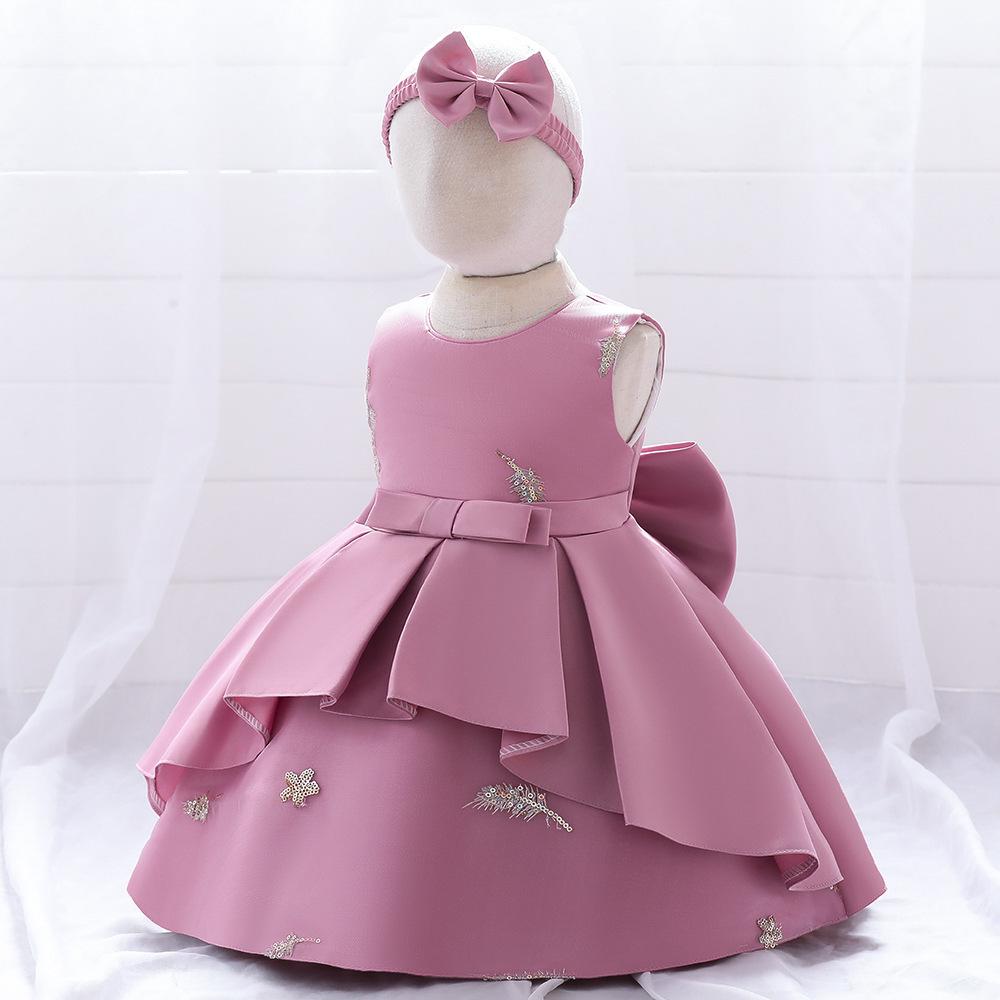 

Children s Princess Formal Flower Girl Dress with Bow 110 cm розовый