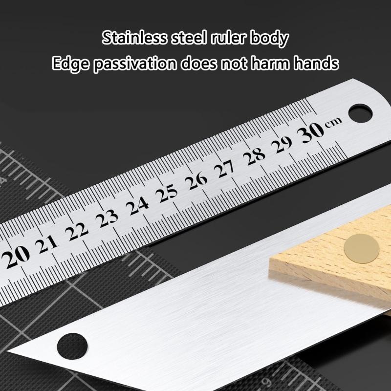 Professional Woodworking Measuring Tool Multifunction Graduated Scale Ruler Corrosion Resistant Design