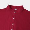 Summer 2024 Bestseller: Men's Solid Color Cotton Linen Stand Collar Short Sleeve Shirt - European & American Style
