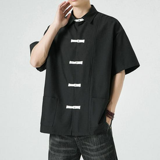 T-shirt da uomo in cotone di bambù con colletto Henley a maniche corte, taglie forti, moda casual europea