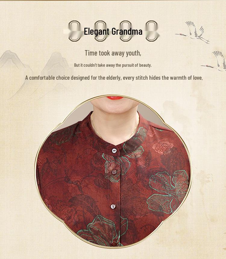 New Summer Chinese-Style Printed Shirt for Elderly Women
