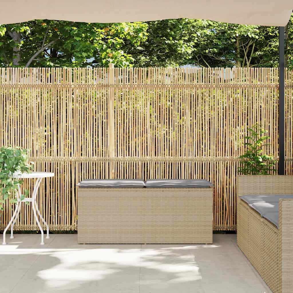 Garden Bench With Cushion Beige 110X40X44 Cm Poly Rattan