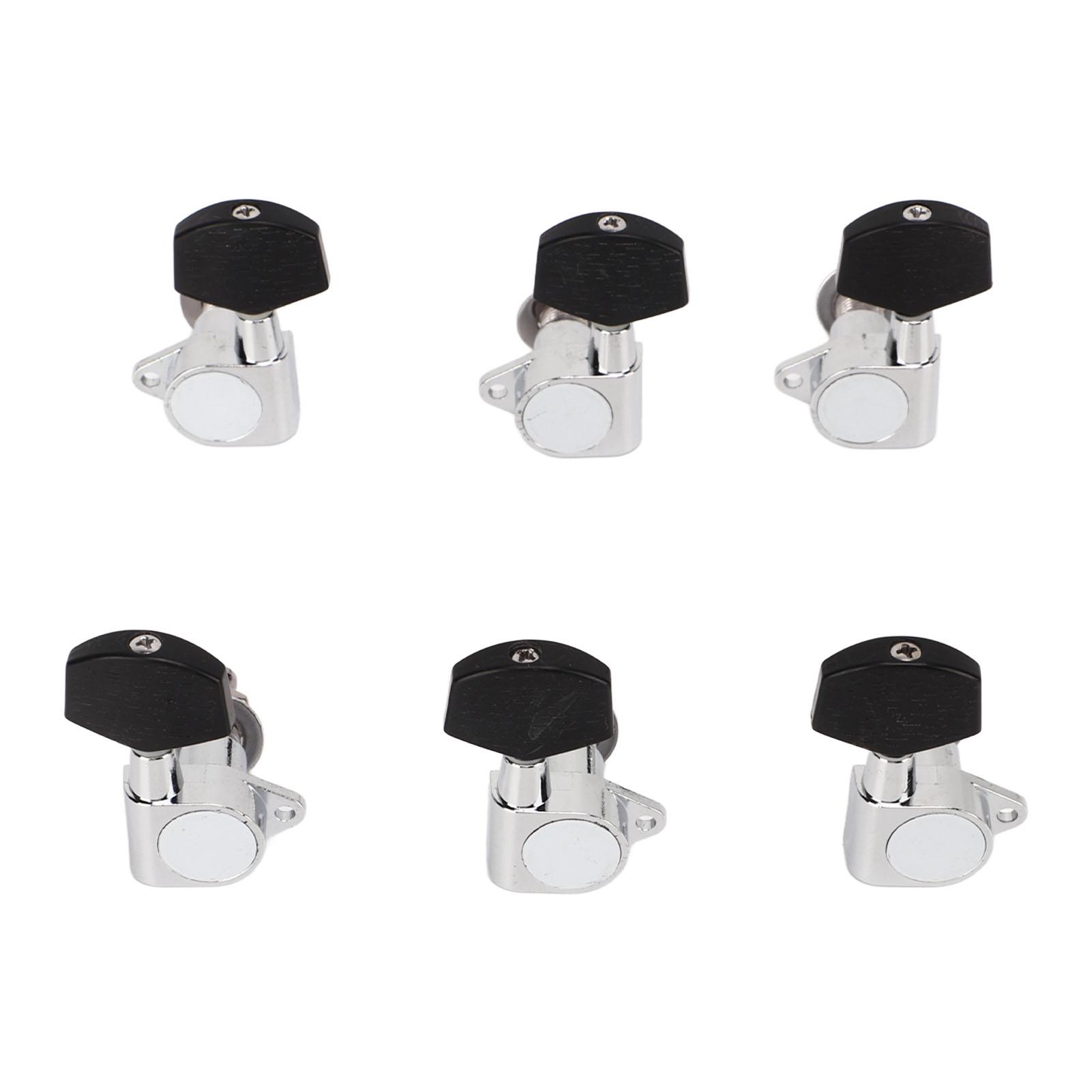 

6 Pcs Guitar Tuning Pegs 3L3R Metal Body Black Wood Handle Beautiful Replacement Acoustic Guitar