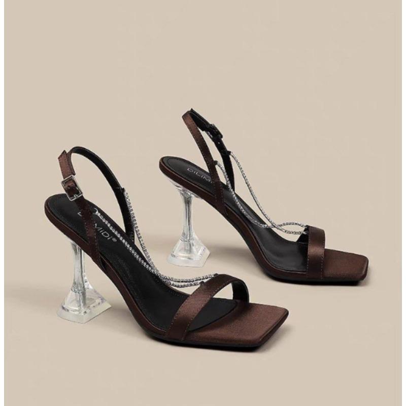 Fashion Sandals for Woman Rhinestones Summer Sexy Open Toe Footwear Thin Heels Women's Shoes Diamond Party Weddings Stiletto Sandal
