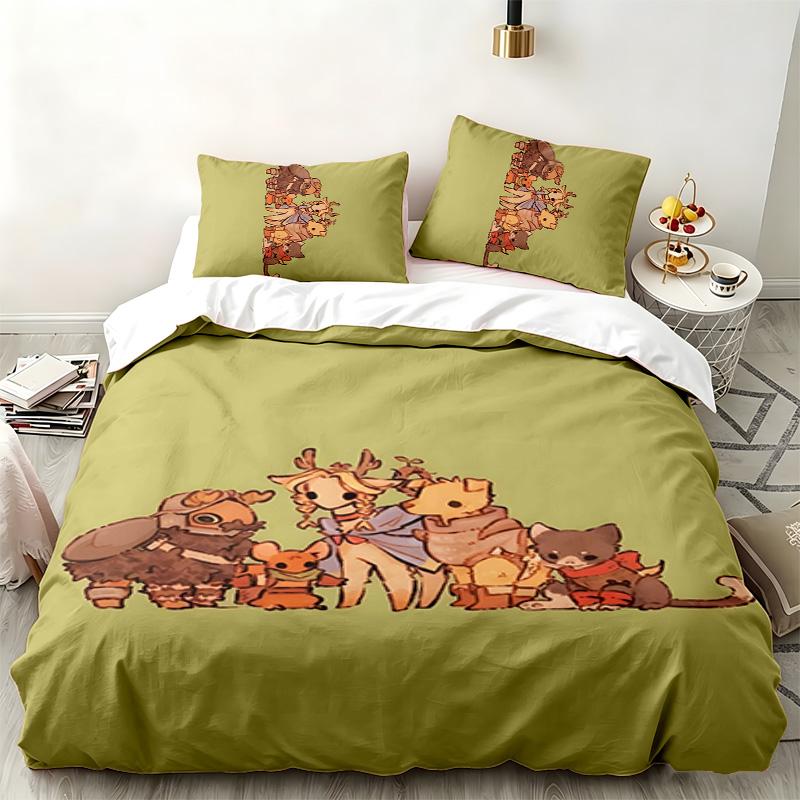 Delicious in Dungeon 3pc set Perfect for bedroom use Comfortable bedding set includes a duvet cover and two pillowcases Ideal birthday or Christmas gi