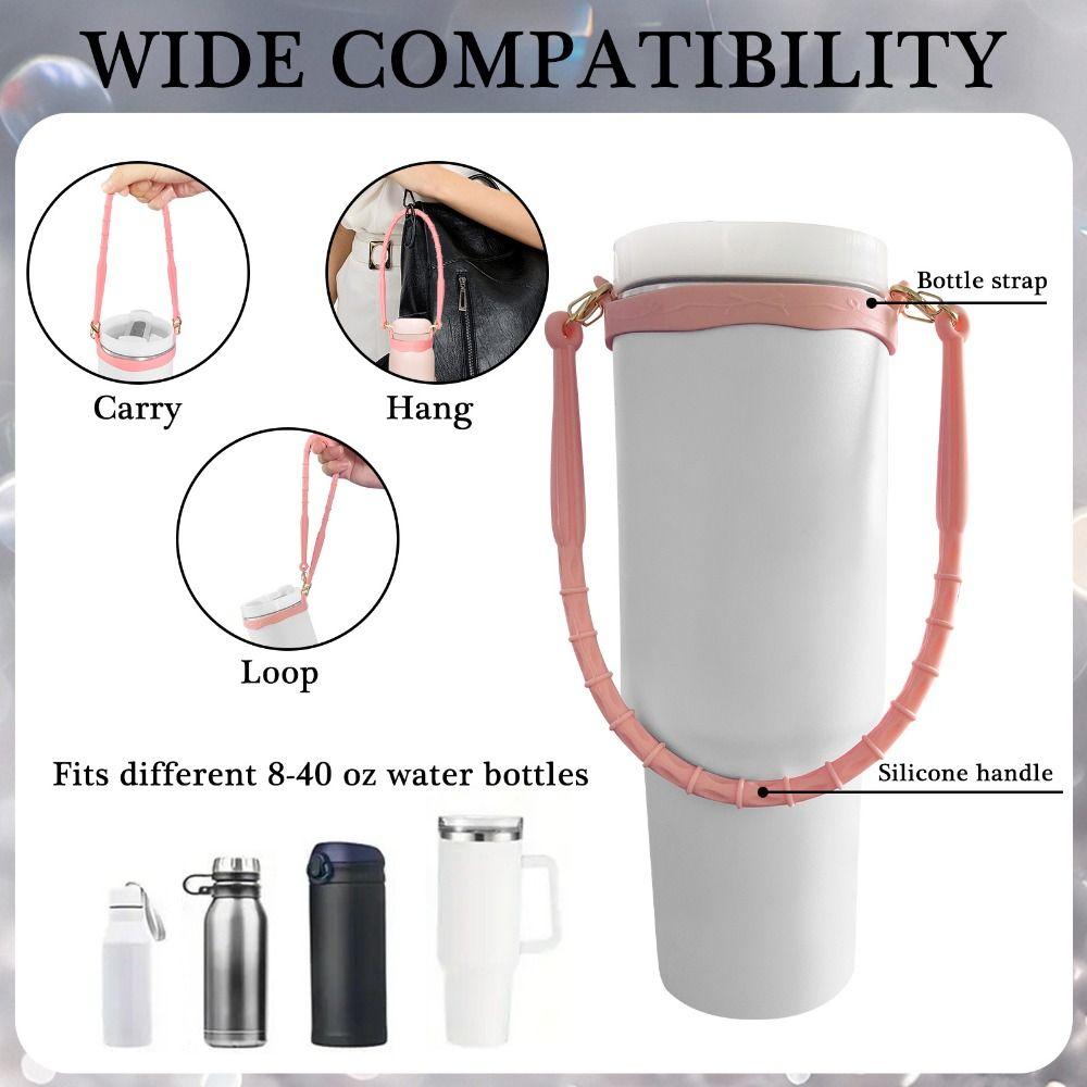Silicone Water Bottle Handle with Adjustable Strap Reusable Drink Carrier Strap Solid Color Water Bottle Sling