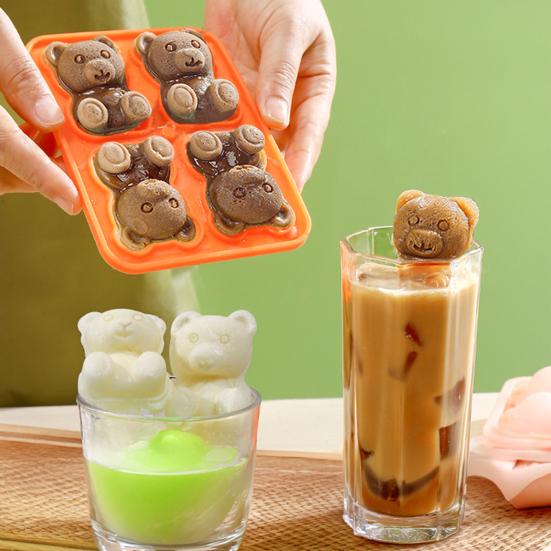 Bear-Shaped Ice Cube Tray Easy-Release Silicone Ice Mold for Freezer Cute Animal Ice Maker for Cocktails Coffee Summer Kitchen Tool