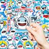 New 50 Cute Shark Personality Creative Stickers Mobile Phone Notebook Water Cup Suitcase Waterproof Stickers