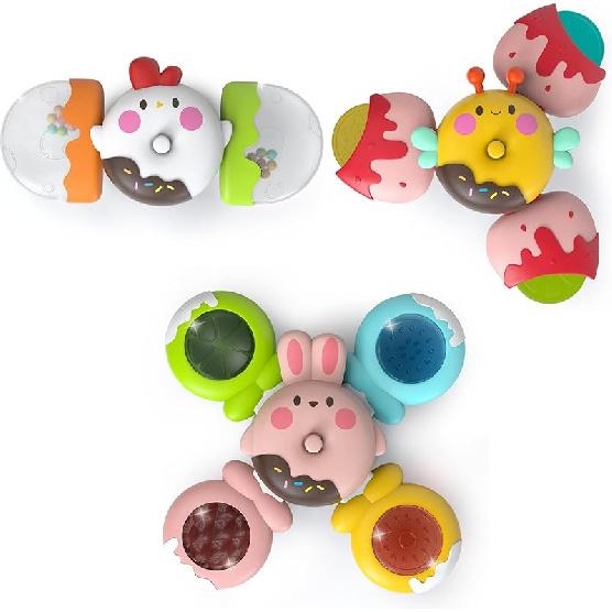 LiKee Strong Suction Cup Fidget Rotating Sensory Bath Toys for Baby, Airplane Car Travel Table & Window Toys for Toddler Boys and Girls, 12+ Months