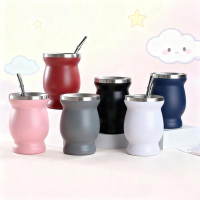 240ml Yerba Mate Cup Set Stainless Steel Includes Double Cleaning Brush Straw Anti Scalding Insulated Cup Home Teaware