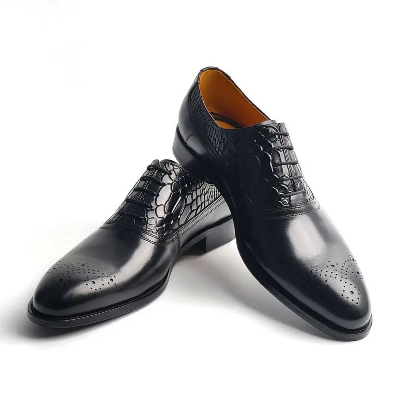 

Модный оптовик Мужская кожаная обувь Модная черная Деловая Свадебная вечеринка Офисная одежда Кожа Оксфорды Роскошная модная обувь 47