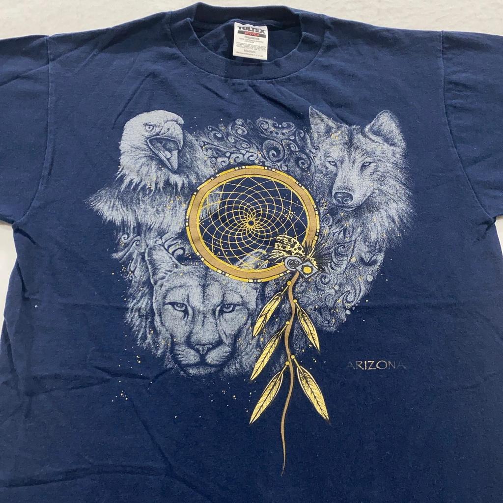 vtg 90s ARIZONA DREAMCATCHER EAGLE MOUNTAIN LION WOLF T-Shirt M nature animal
