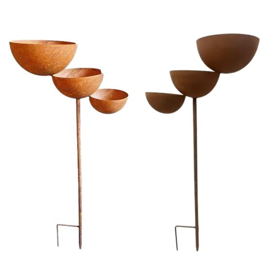 Yousheng 3 Tiered Cascading Rain Catcher Bird Bath, Metal Garden Stake Bird Water Bowl Feeder, Outdoor Pollinator Watering Station for Garden, Patio,