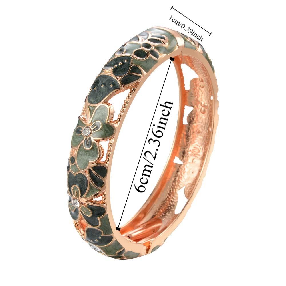Cheongsam accessories Filigree Enamel Bangle Hanfu Accessories Hollow Out Flower Bracelet Girls