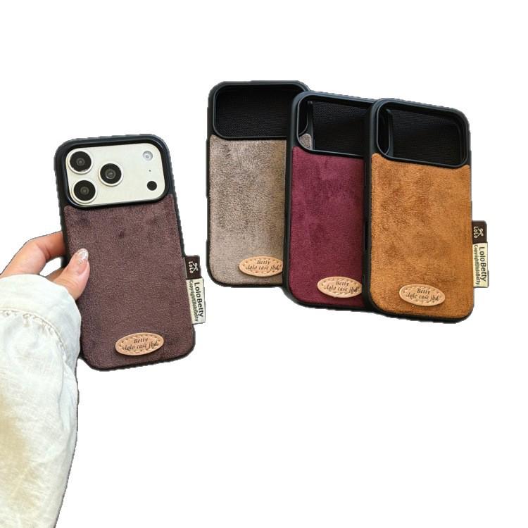 Autumn/Winter Retro Solid Suede Plush iPhone 17 Pro Max/16P/15/14 Case