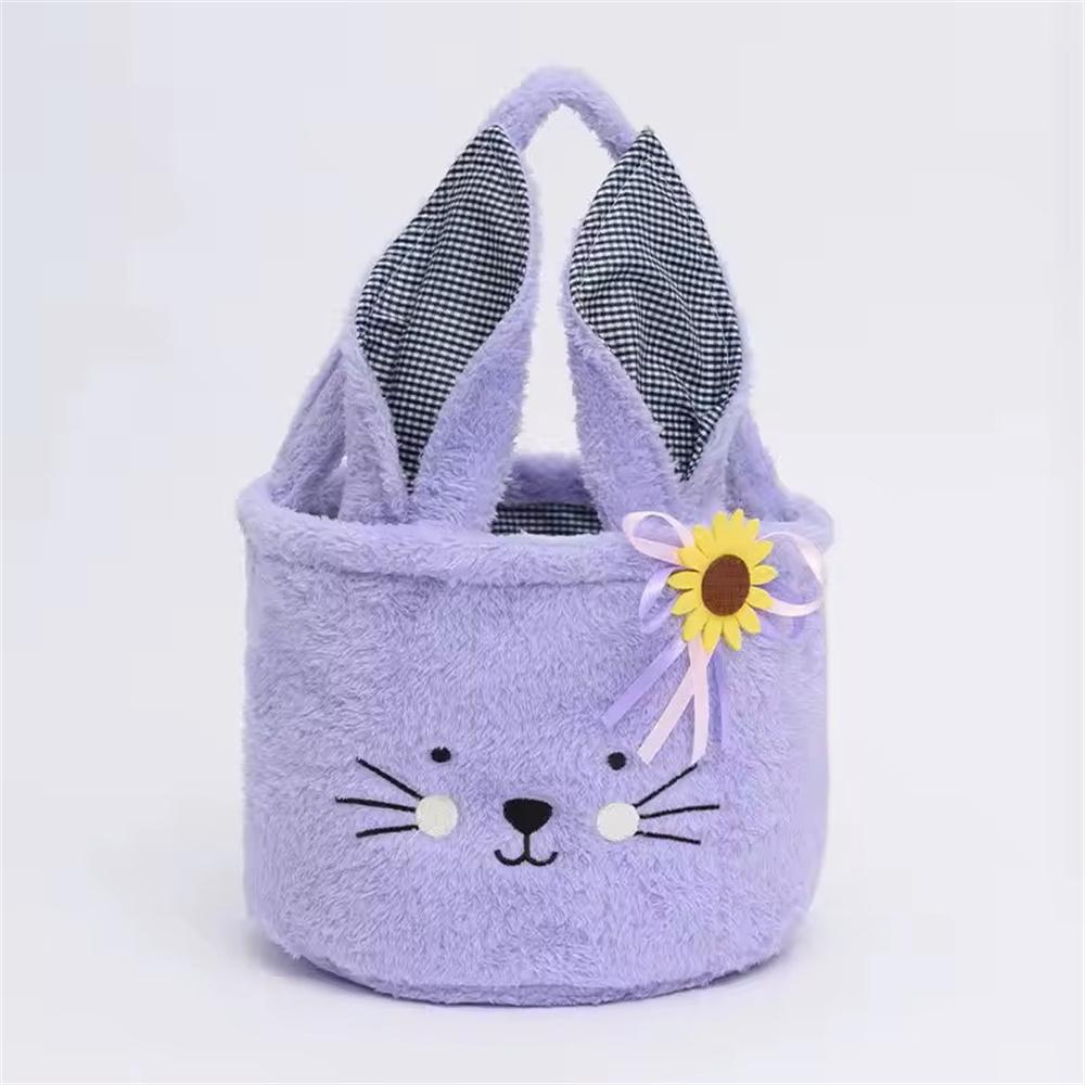 Easter Basket Cute Plush Candy Bag with Handle Soft Pasty Storage Bucket Easter Egg Decorations and Gift Basket