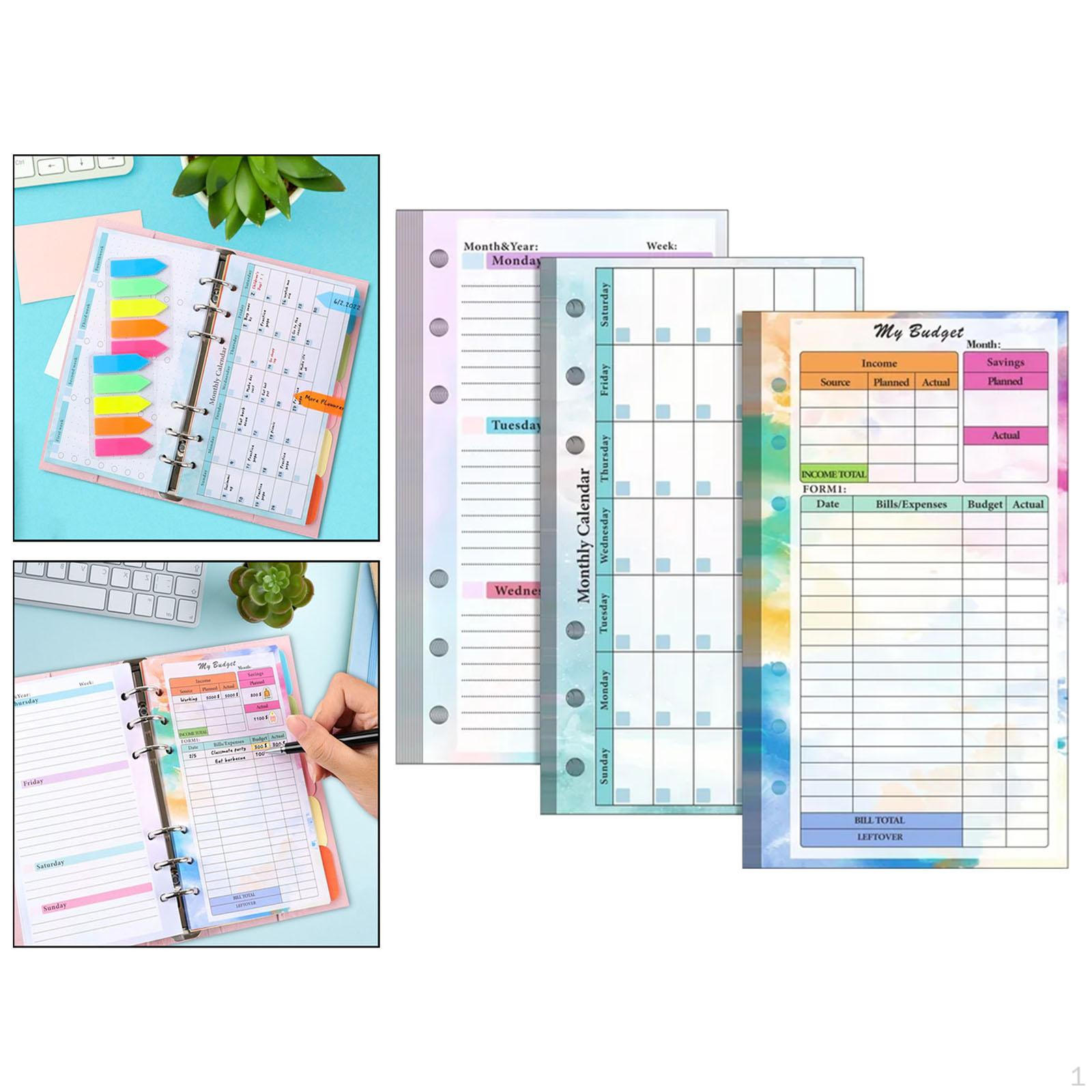 

6 Ring Loose , A6 Binder Planner Insert Monthly Weekly Refill Paper for College Painting Type B