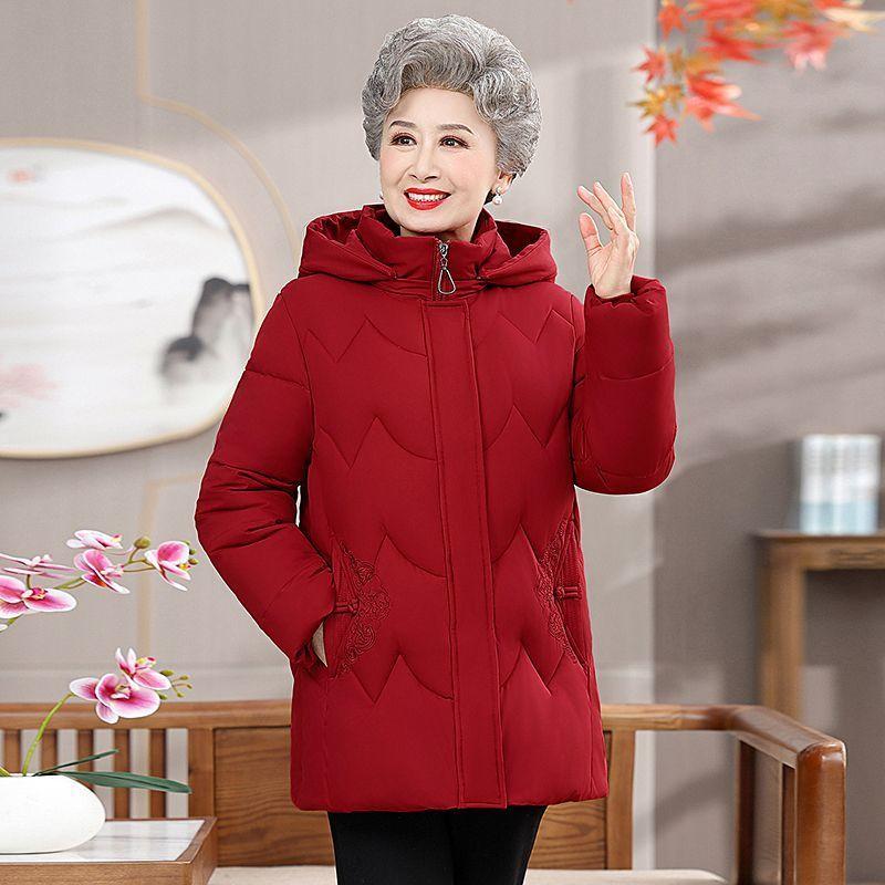 

Женские зимние пуховые пальто среднего возраста с натуральным меховым воротником, большие размеры, белые куртки на утином пуху для женщин, парки, плотная теплая верхняя одежда XL красный