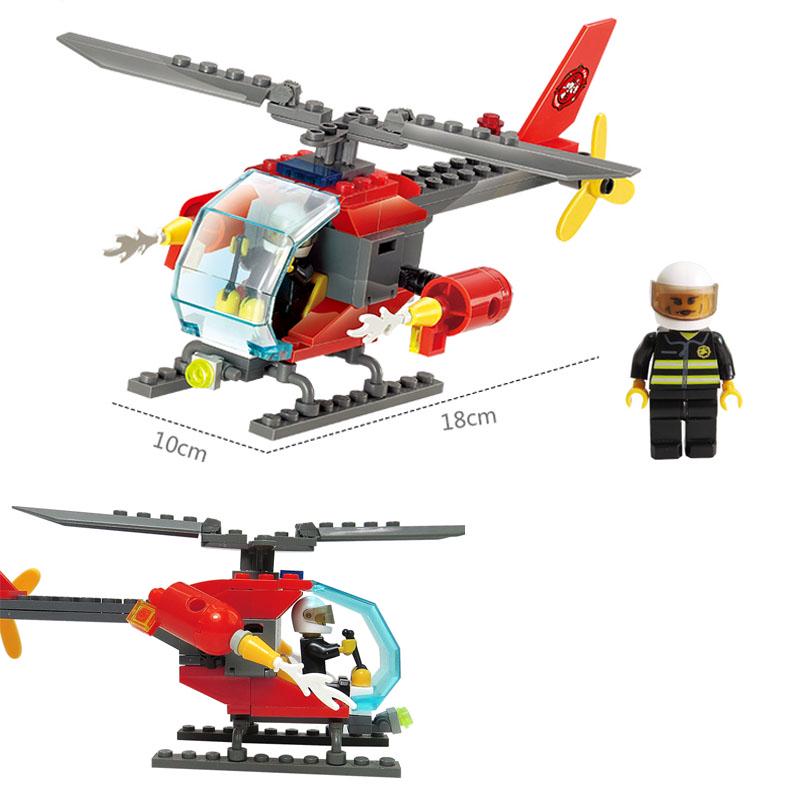 City Fire Station 3d Model Rescue Fire Engine Truck Vehicle Helicopter Model Building Blocks Set Toy