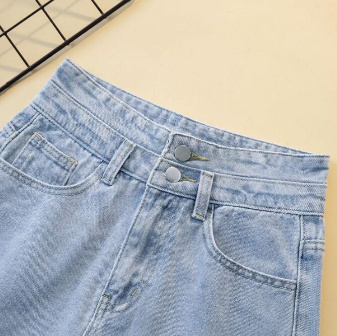 Summer Women's High Waisted Shorts Jeans Denim Shorts Loose Casual Curling Shorts Elastic Jeans