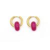 Chic Gold-Plated Stainless Steel Hoop Earrings with Natural Stone Pendants - European & American Street Style for Women