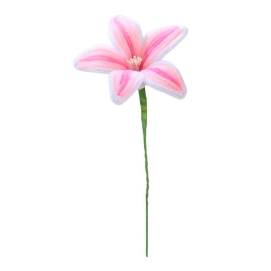 Finished Pipe Cleaner Flower Handmade Long Stem Lily Flower Craft Preserved Fake Flowers Gift for Anniversary Birthday Mother's Day