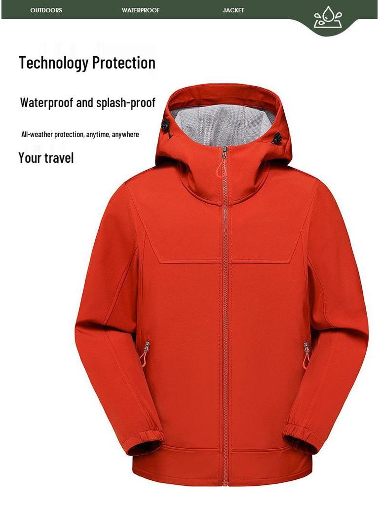 Couples' Hooded Windbreaker: Autumn/Winter Travel, Soft Shell, Windproof, Waterproof, Breathable, Warm, Mountaineering Single Layer.