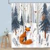Cute Forest Animals Shower Curtain Winter Snow Fox Red Bird Deer Bear Rabbit Polyester Shower Curtains Bathroom Decor with Hooks