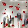 Adesivo de vidro para janela de mão e pé de sangue horrível de Halloween Adesivo de parede para sala de estar e quarto Halloween C